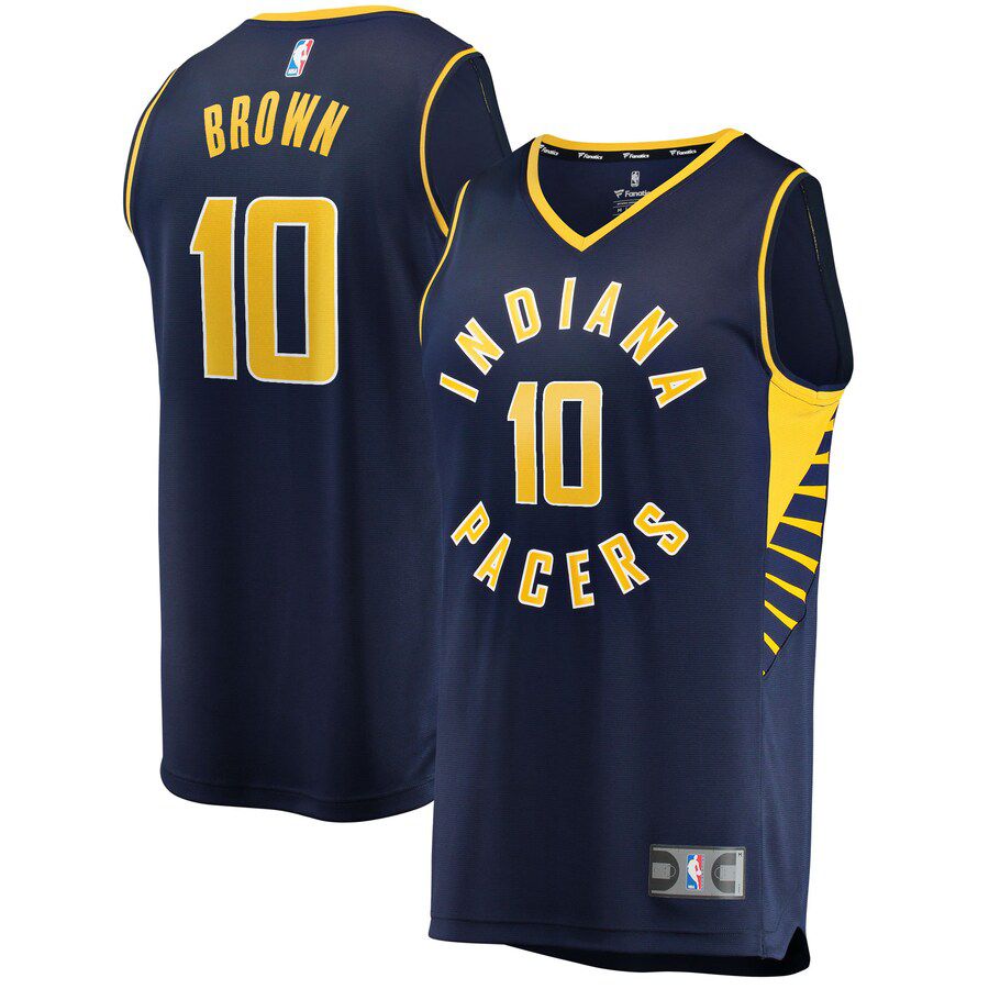 Men Indiana Pacers #10 Kendall Brown Fanatics Branded Navy Fast Break Replica NBA Jersey